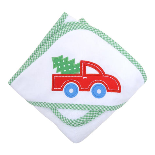 Hooded Towel And Washcloth Set |  Christmas Truck