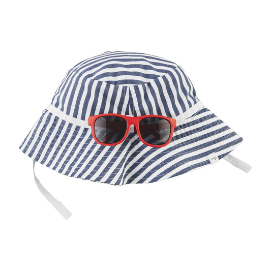 Hat and Sunglasses |  Blue Stripe