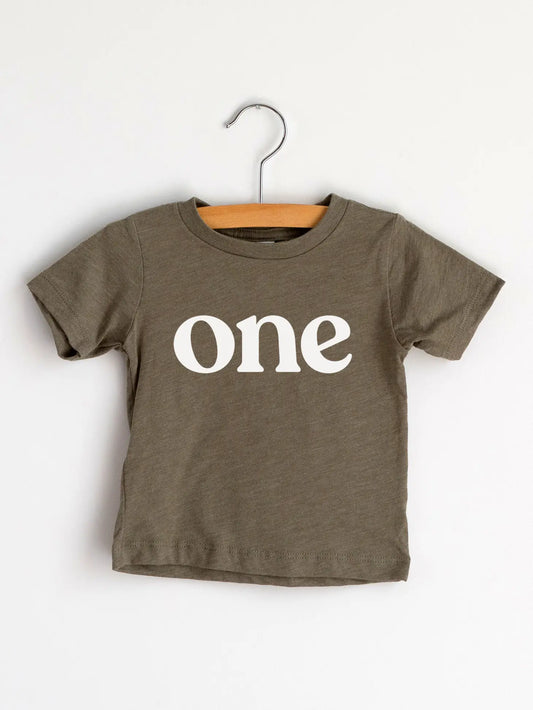 Gladfolk One Birthday Tee, Olive