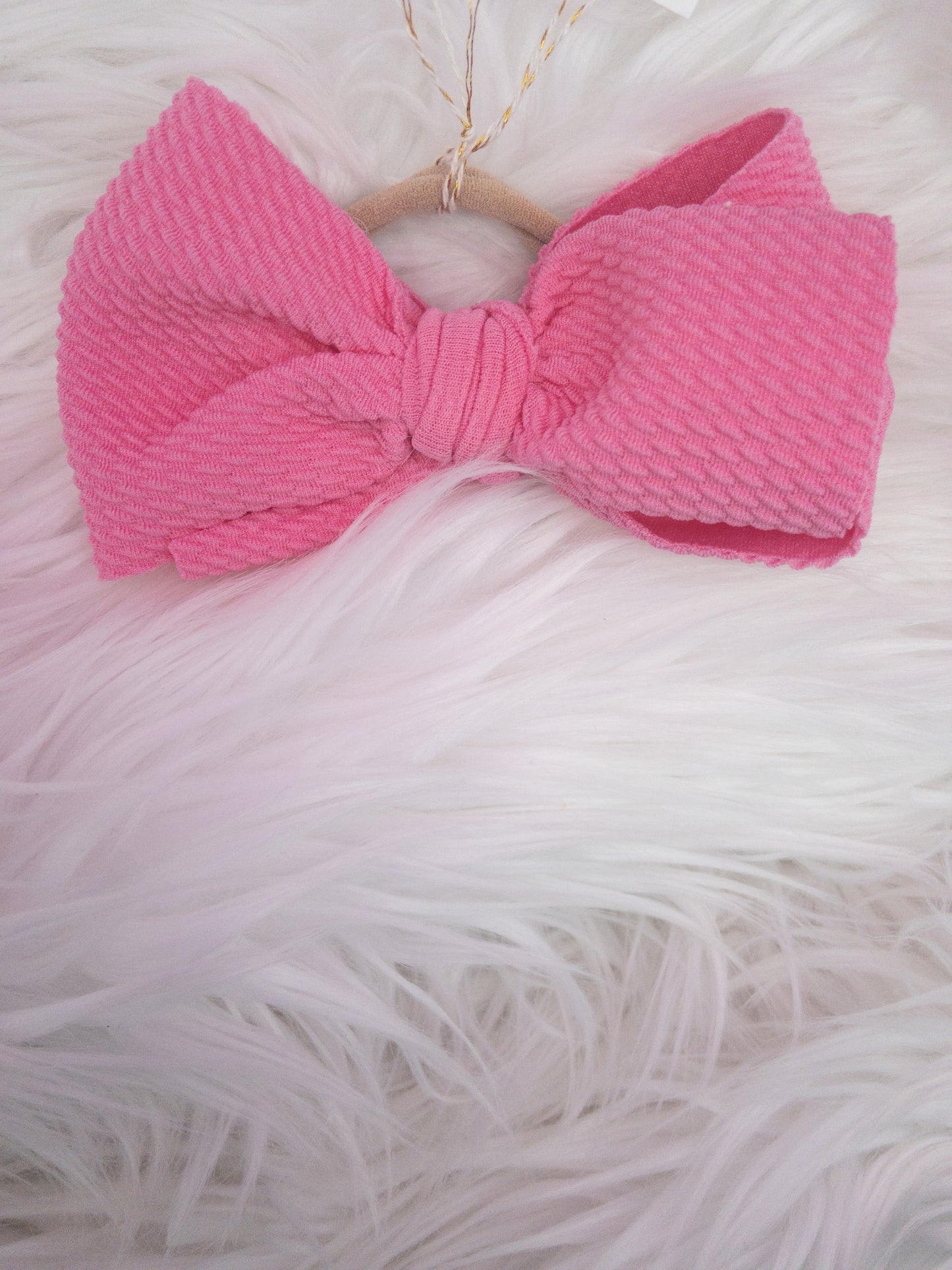 Mini Waffle Knit Headband, Medium Pink