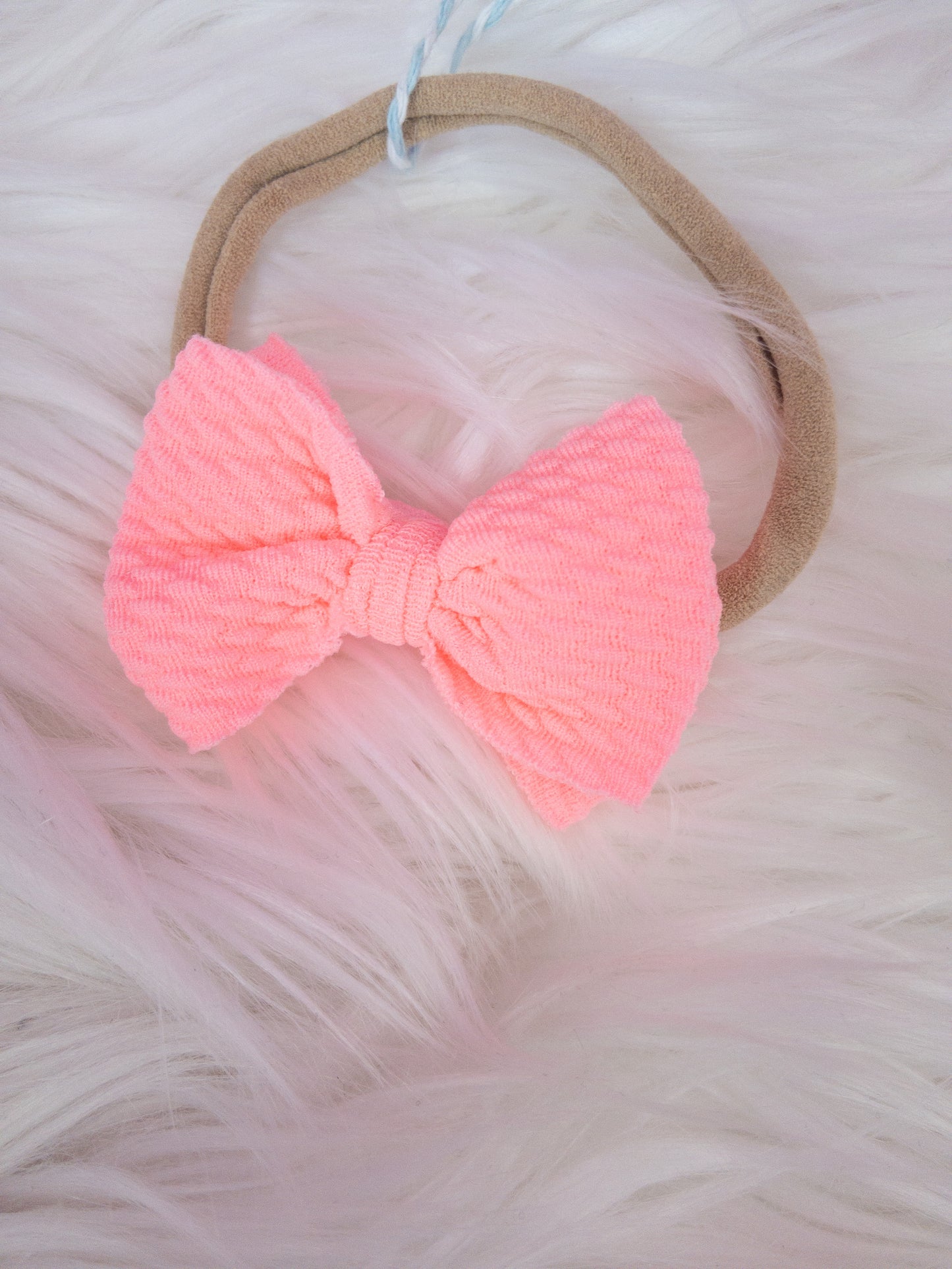 Cute Waffle Knit Headband, Light Neon Pink
