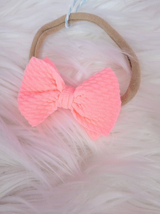 Cute Waffle Knit Headband, Light Neon Pink