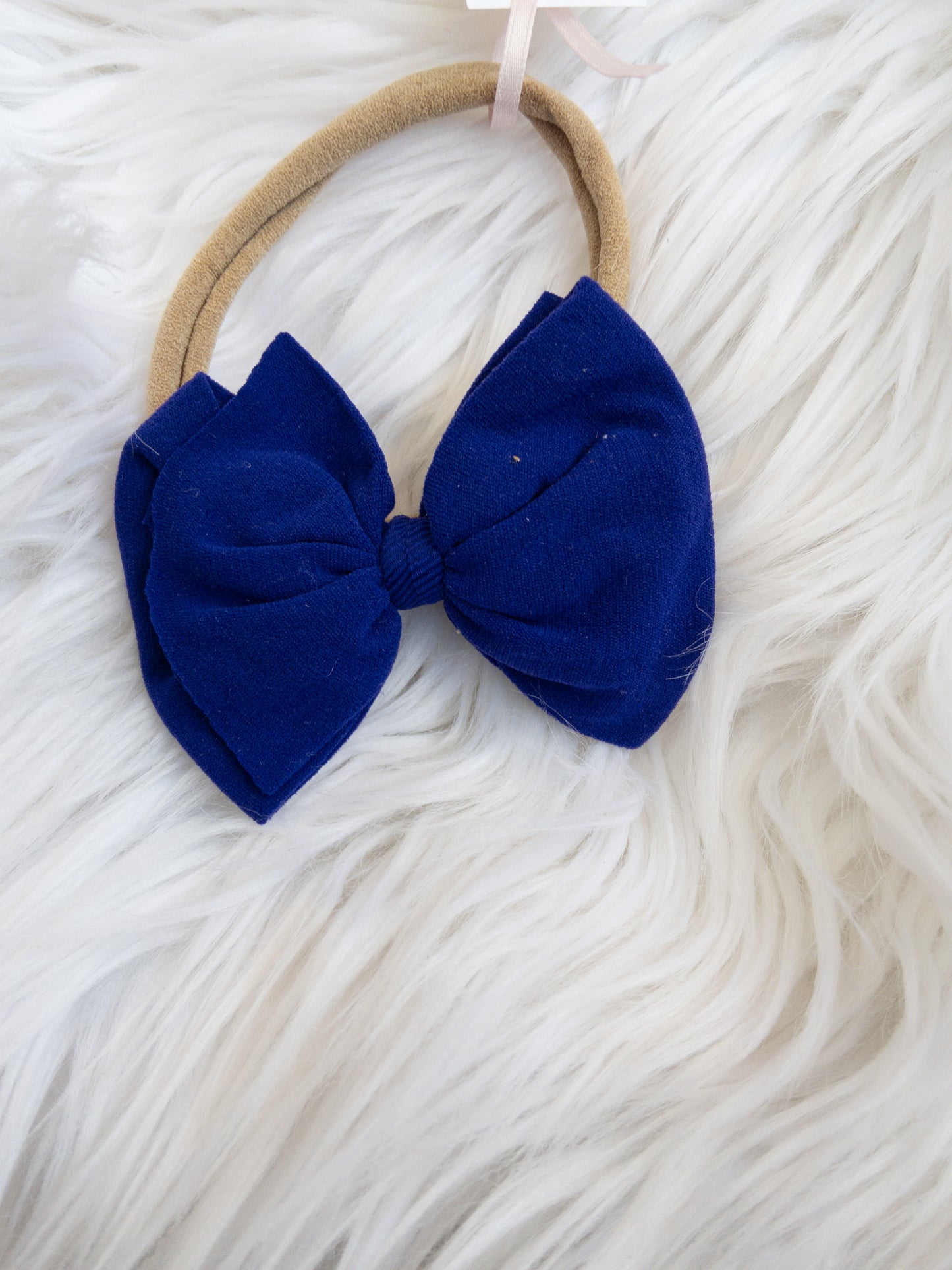 Nylon Bow Headband, Dark Blue