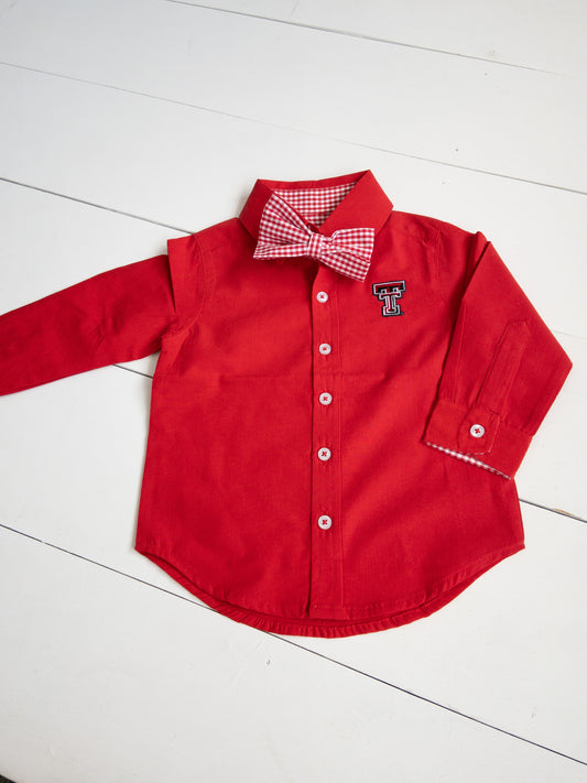 Texas Tech Button Down with Bow Tie