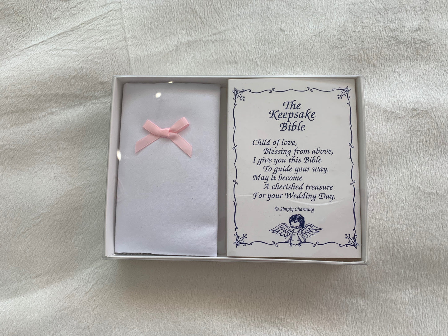 Simply Charming Satin Baby Bible w/ Pink Bow