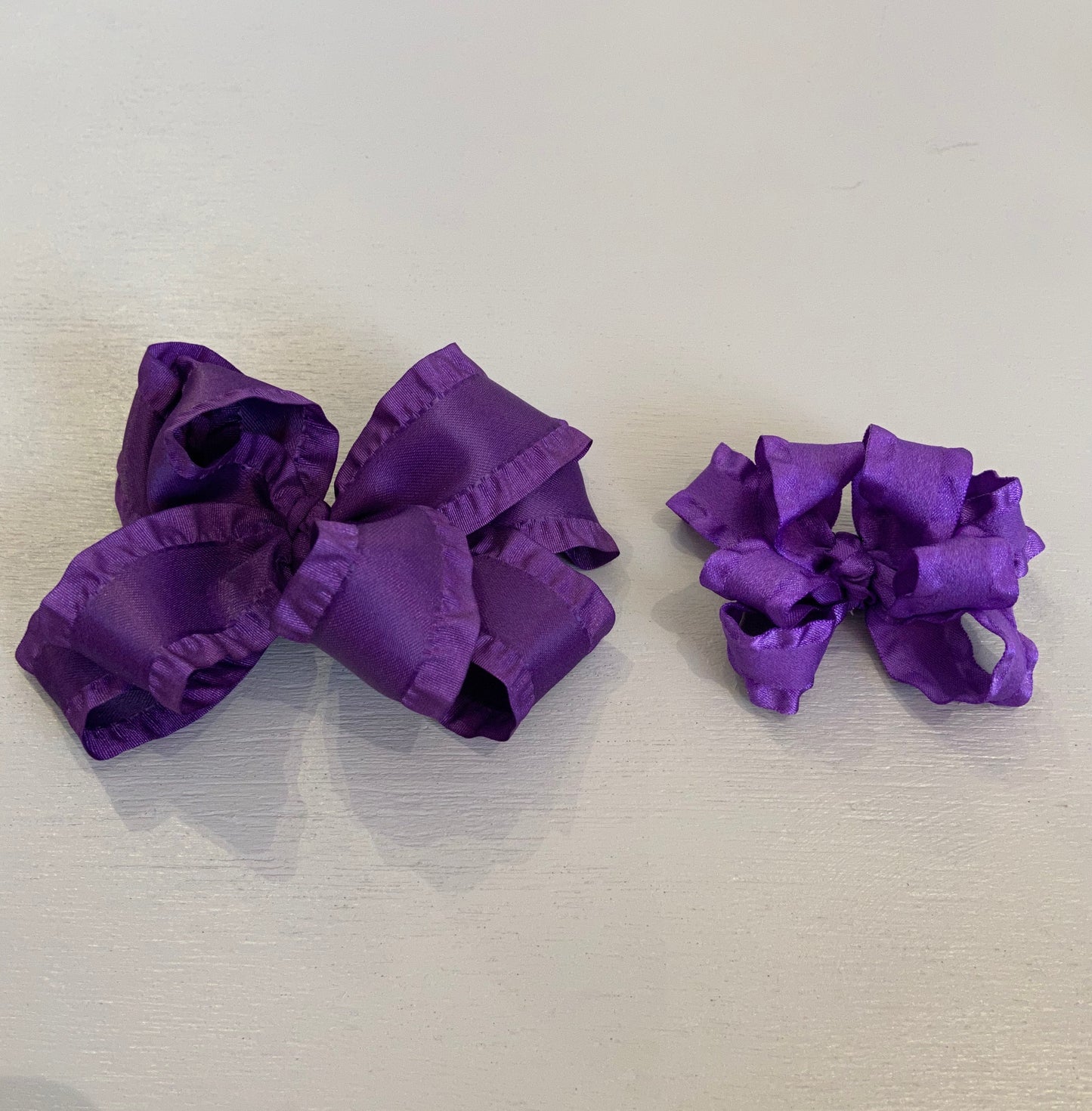 Double Ruffle Bow, Small, Purple