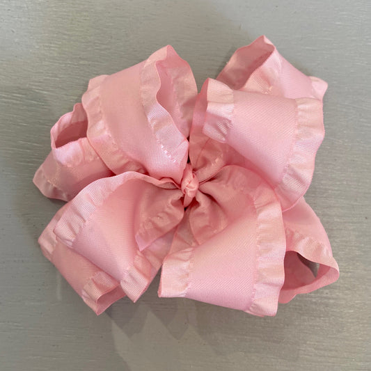 Double Ruffle Bow, Large, Light Pink
