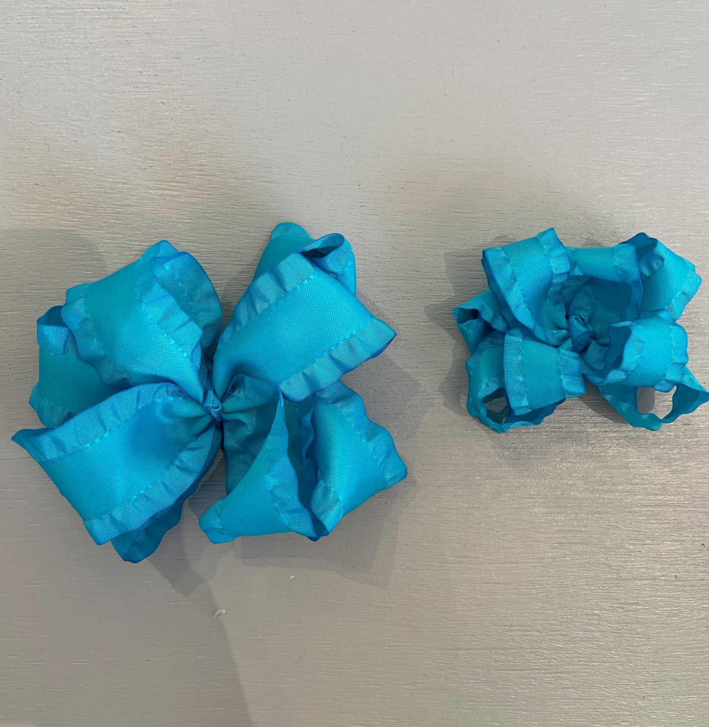 Double Ruffle Bow, Small, Turquoise