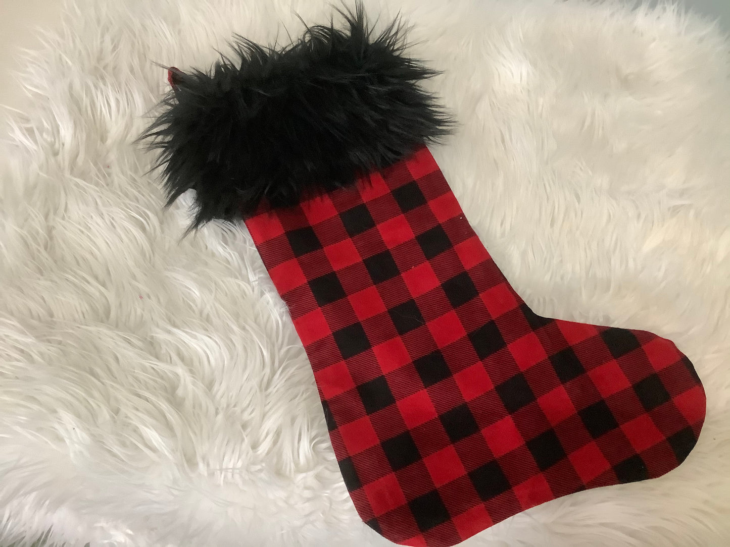Sweet Lilly Anne's Black/Red Check Christmas Stocking