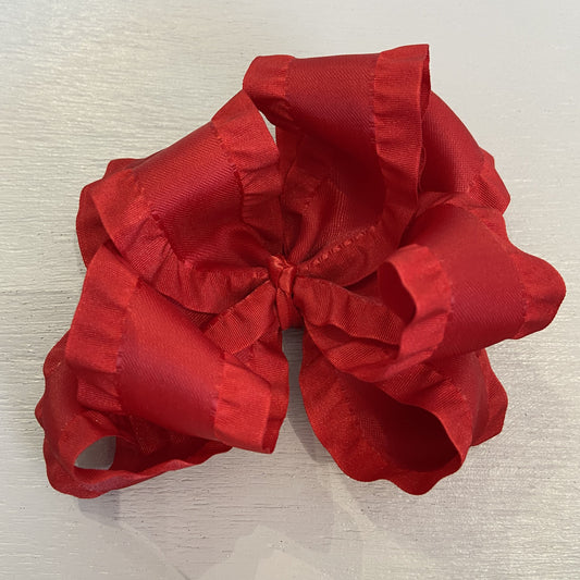 Double Ruffle Bow, Large, Red