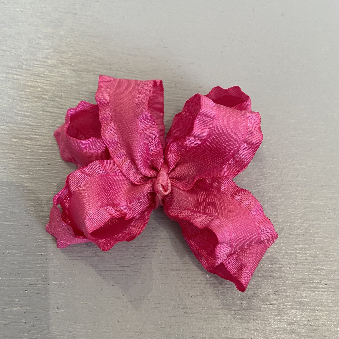 Double Ruffle Bow, Small, Hot Pink