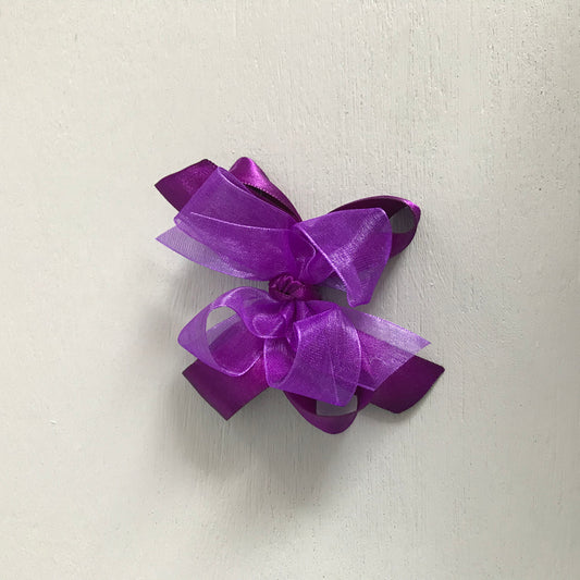 Sheer Satin Bow, Small, Purple