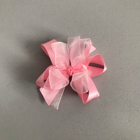 Sheer Satin Bow, Small, Light Pink