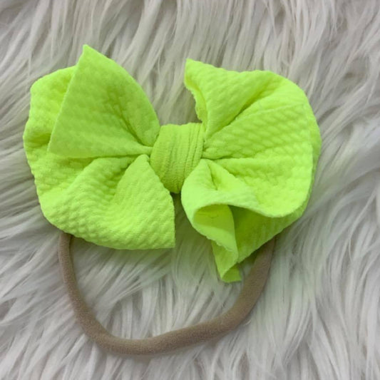Mini Waffle Knit Headband Neon Yellow