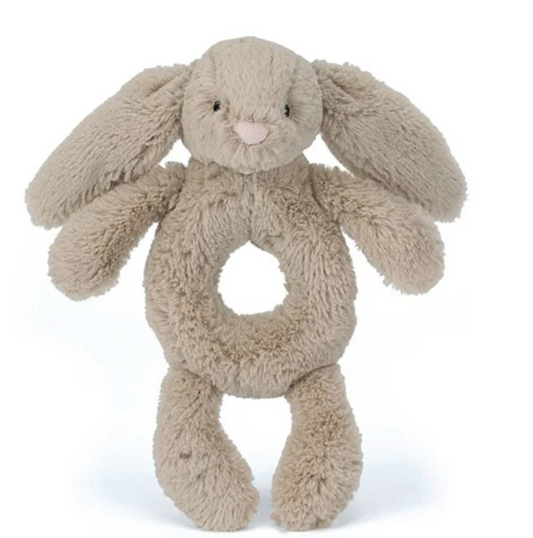 Bashful Beige Bunny Ring Rattle