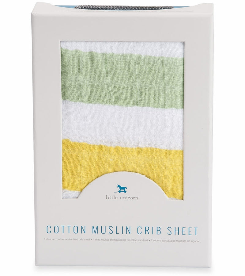 Little Unicorn Muslin Crib Sheet, Cabana Stripe